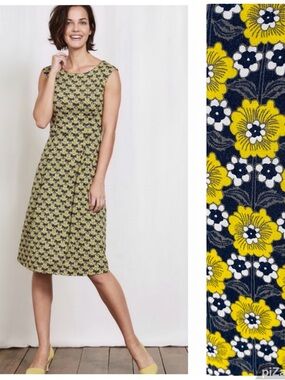 boden leila shirt dress Boden Womens Leila Sleeveless Yellow Paisley Button Up Shirt Dress 14R